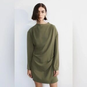 H&M | Draped Dress Khaki Green Size XS